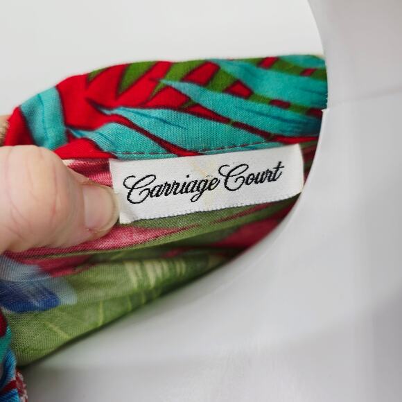 Vintage Hawaiian Midi Button Front Dress Red XS - Picture 6 of 7